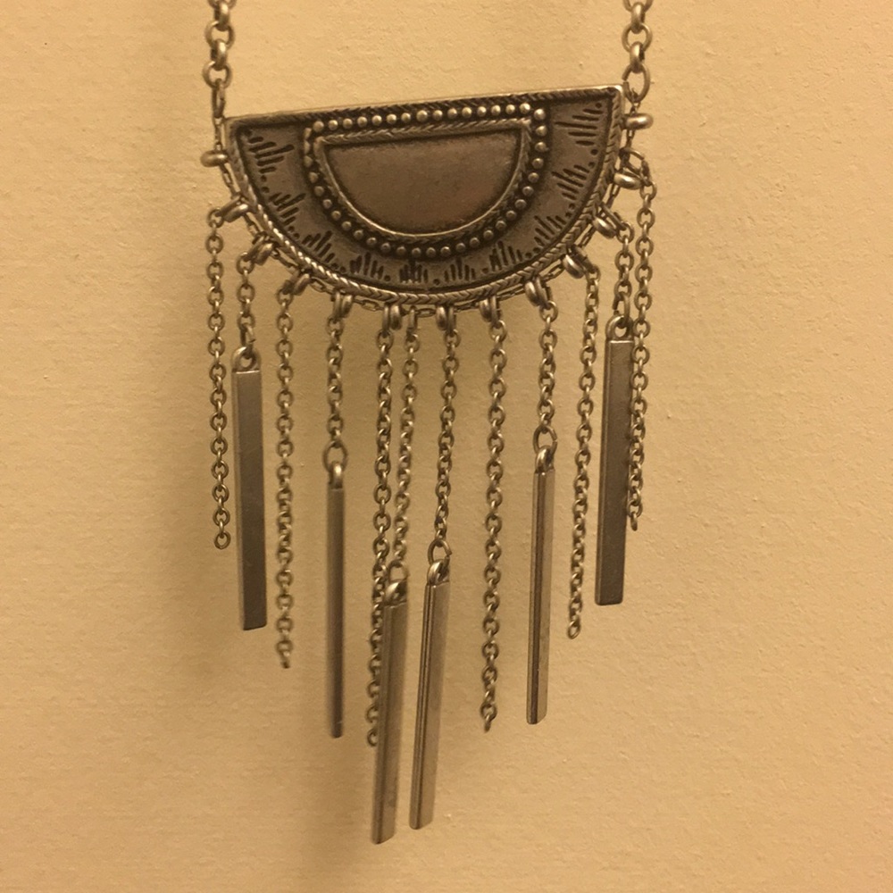 Long Tribal Metal Necklace
